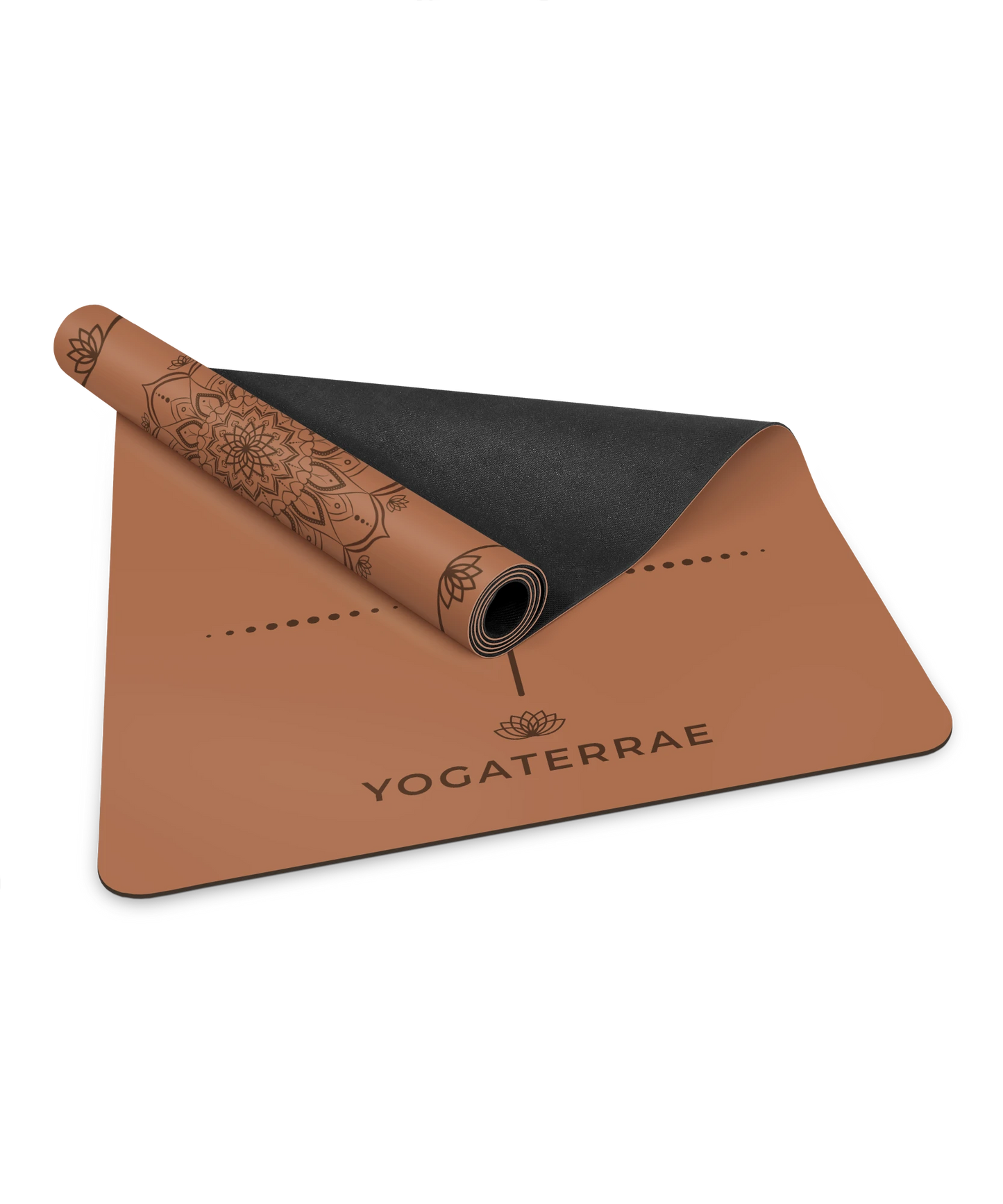 TAPIS DE YOGA ANTIDÉRAPANT MARRON EN PU-CAOUTCHOUC NATUREL MANDALA