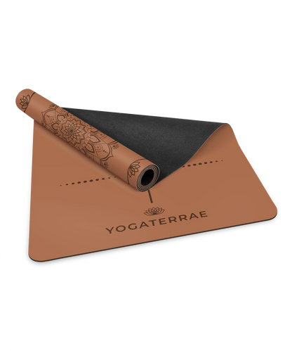 TAPIS DE YOGA ANTIDÉRAPANT MARRON EN PU-CAOUTCHOUC NATUREL MANDALA