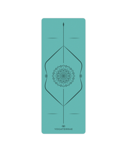 TAPIS DE YOGA ANTIDÉRAPANT VERT MENTHE EN PU-CAOUTCHOUC NATUREL MANDALA