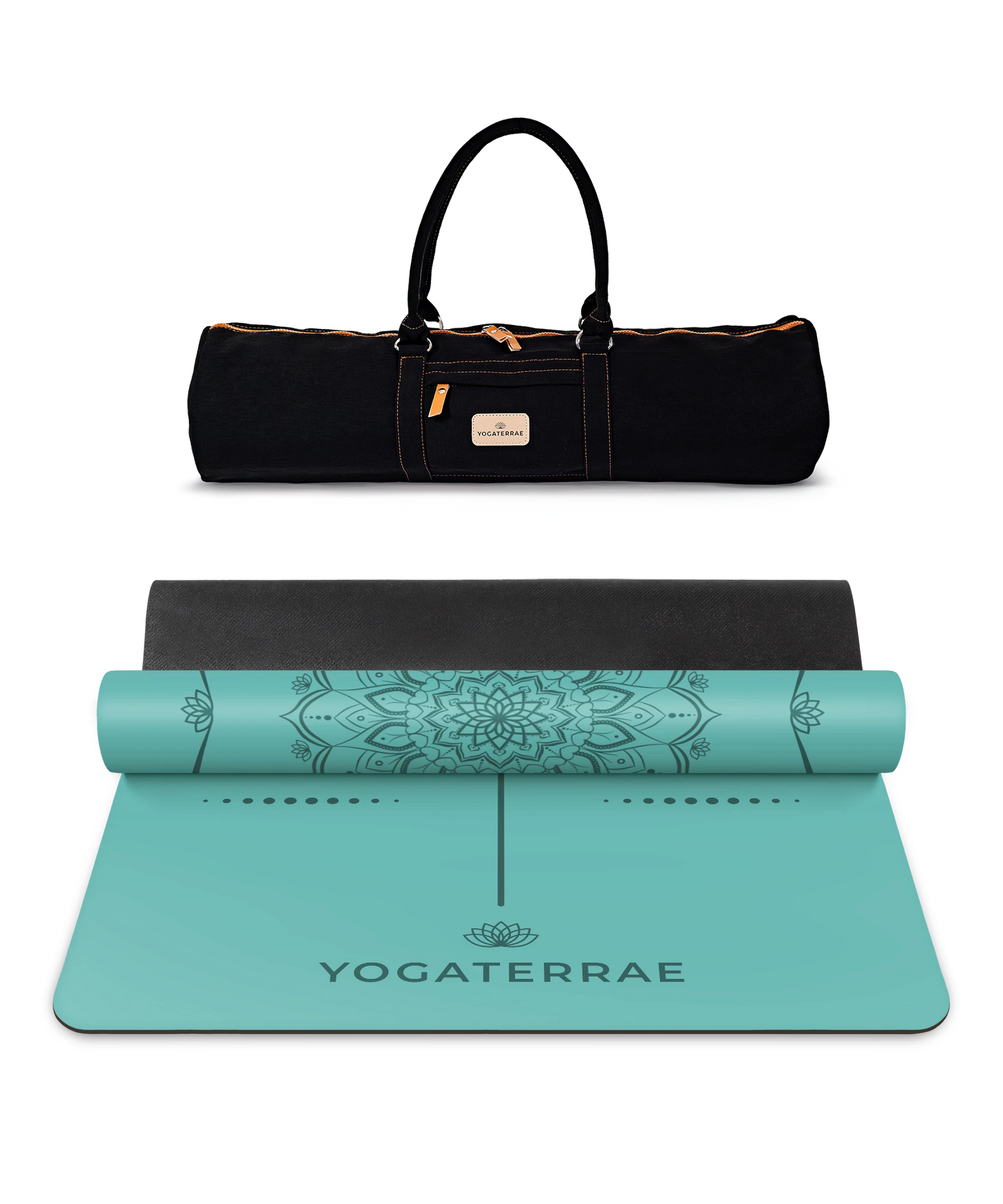 TAPIS DE YOGA MANDALA VERT MENTHE EN PU-CAOUTCHOUC NATUREL AVEC SAC
