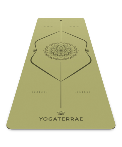 TAPIS DE YOGA ANTIDÉRAPANT KAKI EN PU-CAOUTCHOUC NATUREL MANDALA