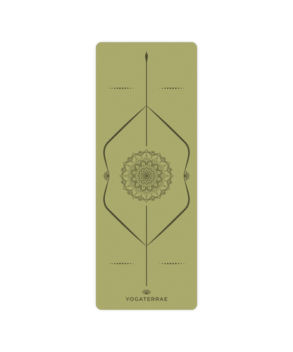 TAPIS DE YOGA ANTIDÉRAPANT KAKI EN PU-CAOUTCHOUC NATUREL MANDALA