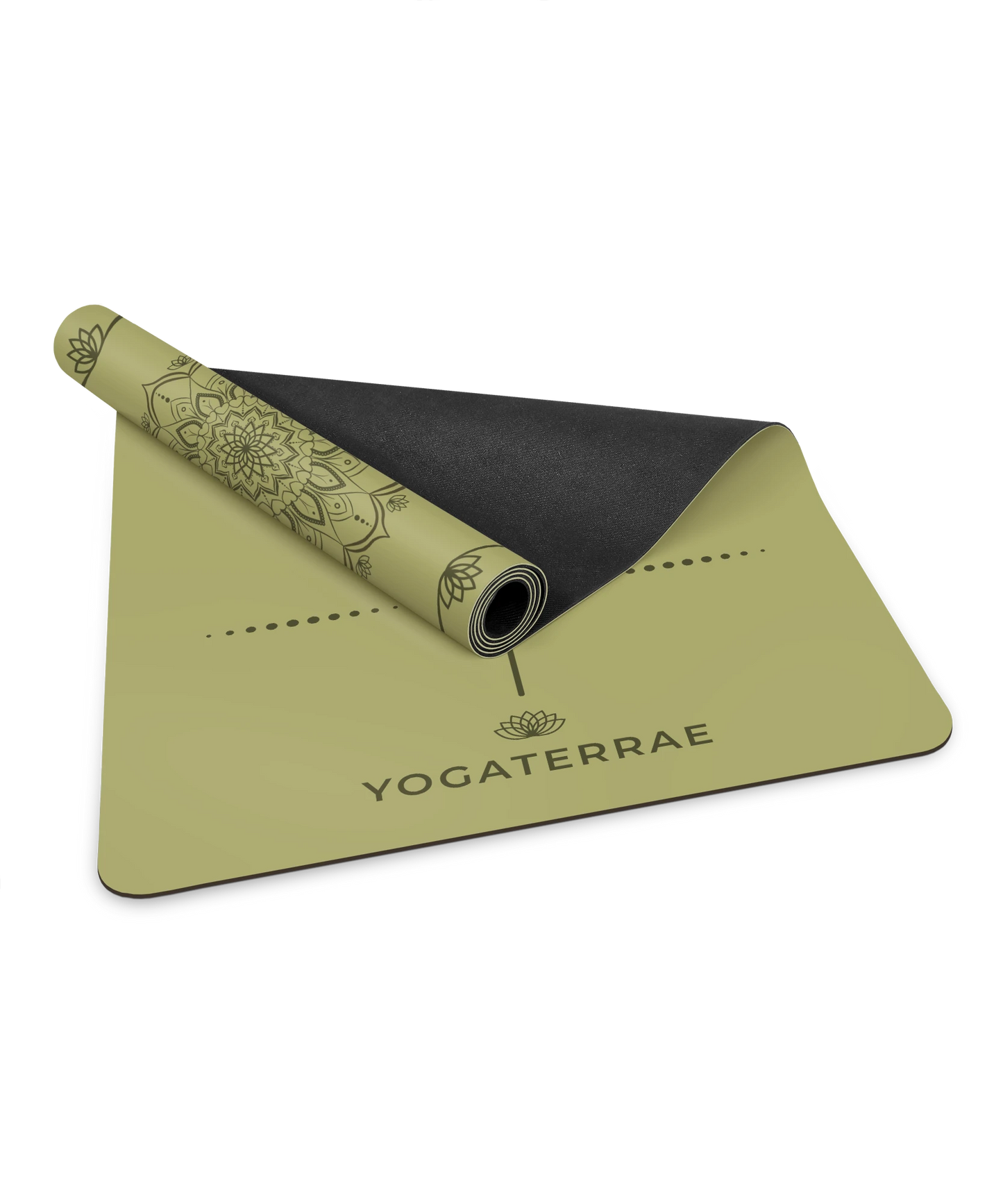 TAPIS DE YOGA ANTIDÉRAPANT KAKI EN PU-CAOUTCHOUC NATUREL MANDALA