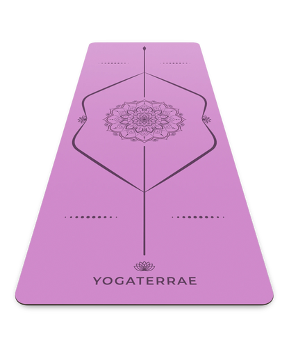 TAPIS DE YOGA MANDALA LAVANDE EN PU-CAOUTCHOUC NATUREL AVEC SAC