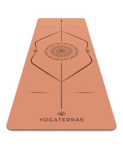 TAPIS DE YOGA MANDALA MARRON CLAIR EN PU-CAOUTCHOUC NATUREL AVEC SAC