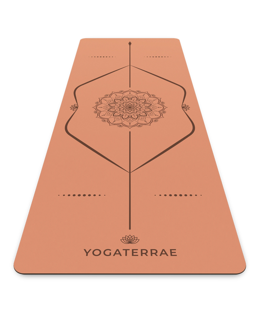 TAPIS DE YOGA ANTIDÉRAPANT MARRON CLAIR EN PU-CAOUTCHOUC NATUREL MANDALA