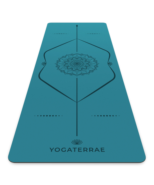 TAPIS DE YOGA ANTIDÉRAPANT BLEU OCÉAN EN PU-CAOUTCHOUC NATUREL MANDALA