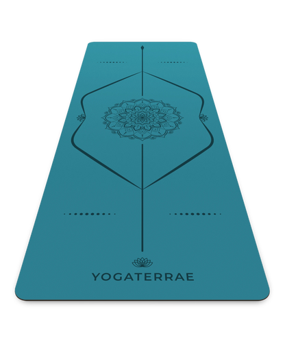 TAPIS DE YOGA MANDALA BLEU OCÉAN EN PU-CAOUTCHOUC NATUREL AVEC SAC