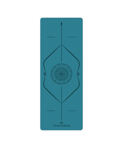 TAPIS DE YOGA MANDALA BLEU OCÉAN EN PU-CAOUTCHOUC NATUREL AVEC SAC