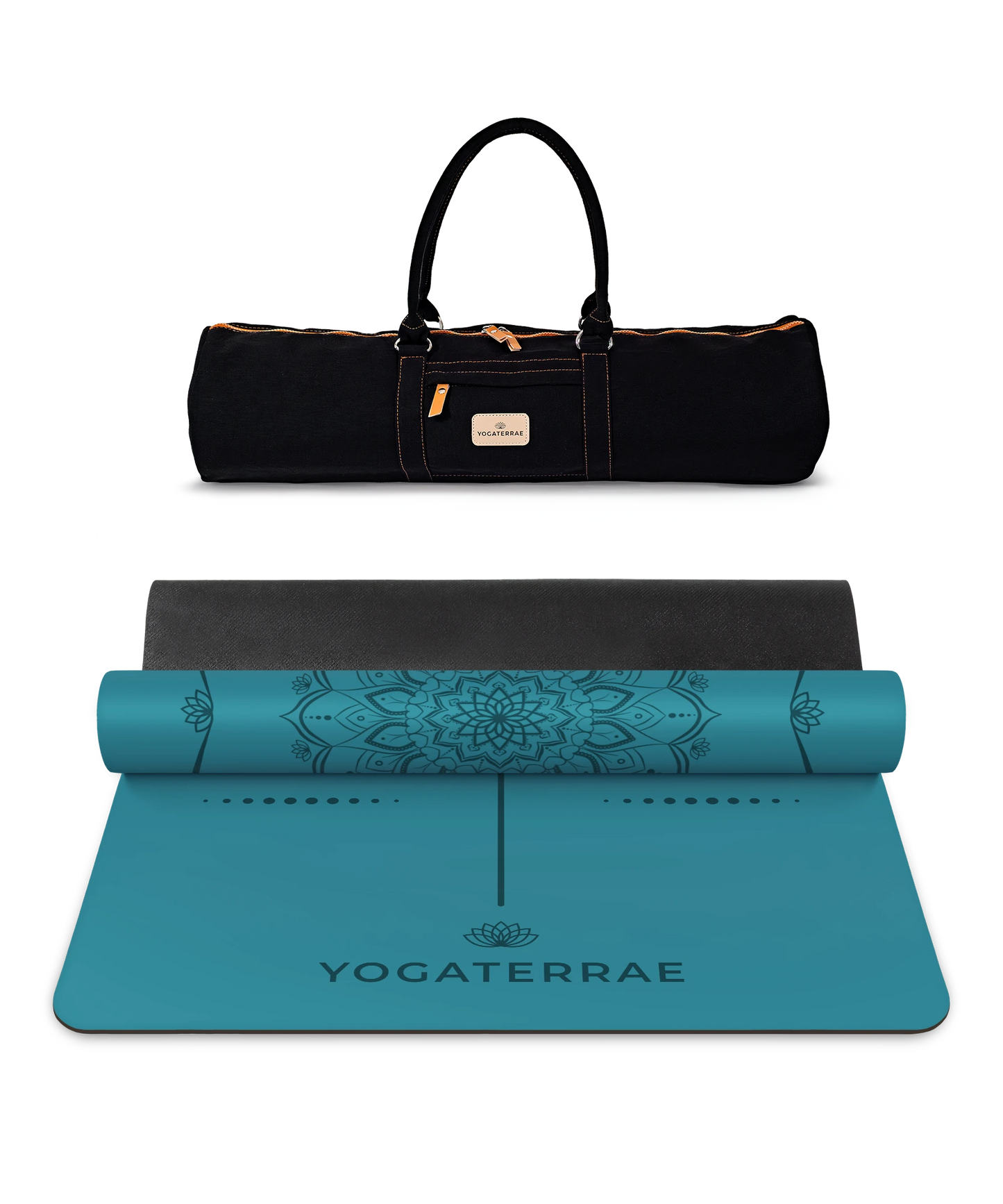 TAPIS DE YOGA MANDALA BLEU OCÉAN EN PU-CAOUTCHOUC NATUREL AVEC SAC