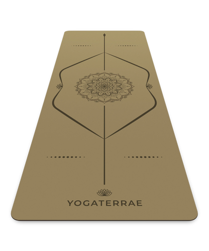 TAPIS DE YOGA ANTIDÉRAPANT BRONZE OLIVE EN PU-CAOUTCHOUC NATUREL MANDALA