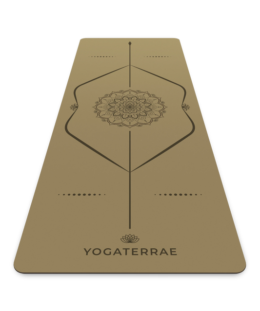 TAPIS DE YOGA ANTIDÉRAPANT BRONZE OLIVE EN PU-CAOUTCHOUC NATUREL MANDALA