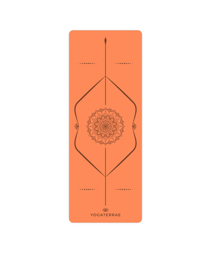 TAPIS DE YOGA MANDALA ORANGE EN PU-CAOUTCHOUC NATUREL AVEC SAC