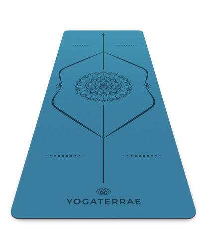TAPIS DE YOGA ANTIDÉRAPANT BLEU POLAIRE EN PU-CAOUTCHOUC NATUREL MANDALA
