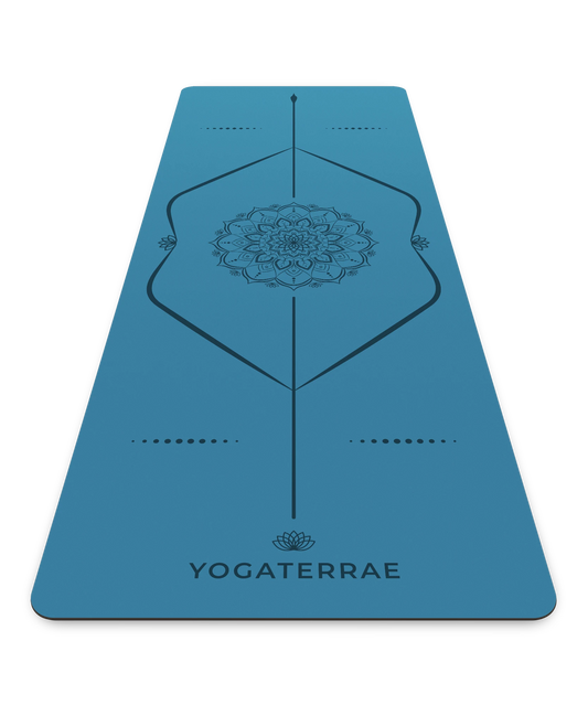 TAPIS DE YOGA ANTIDÉRAPANT BLEU POLAIRE EN PU-CAOUTCHOUC NATUREL MANDALA