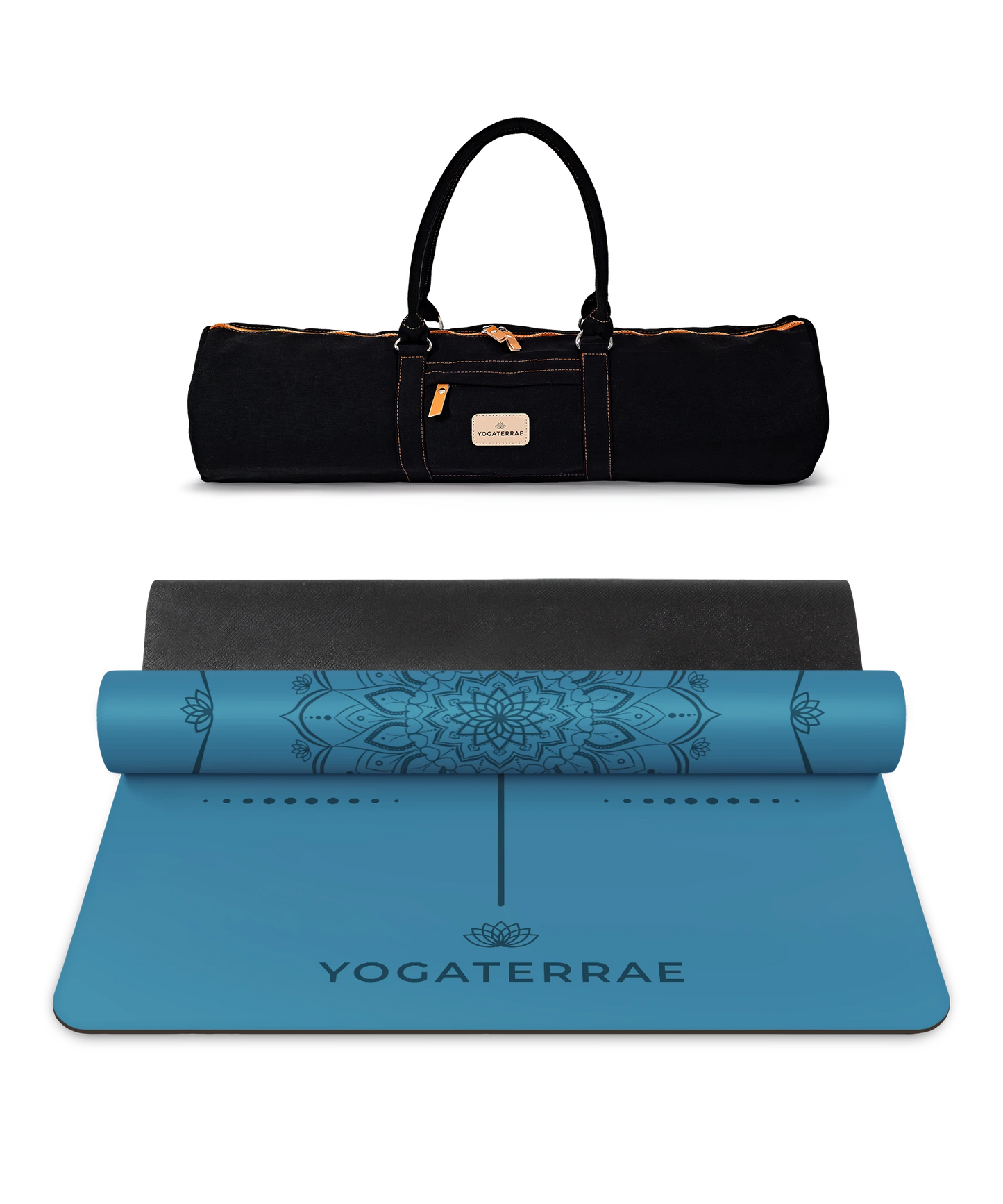 TAPIS DE YOGA MANDALA BLEU POLAIRE EN PU-CAOUTCHOUC NATUREL AVEC SAC