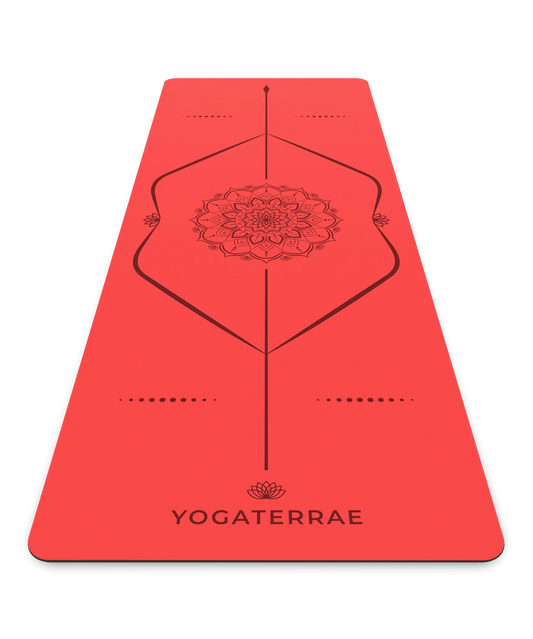 TAPIS DE YOGA ANTIDÉRAPANT ROUGE EN PU-CAOUTCHOUC NATUREL MANDALA