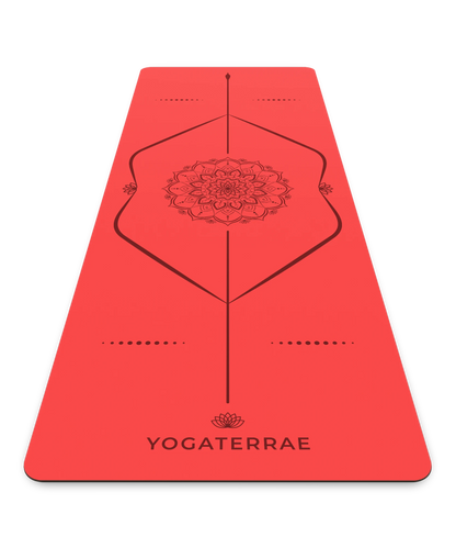 TAPIS DE YOGA MANDALA ROUGE EN PU-CAOUTCHOUC NATUREL AVEC SAC