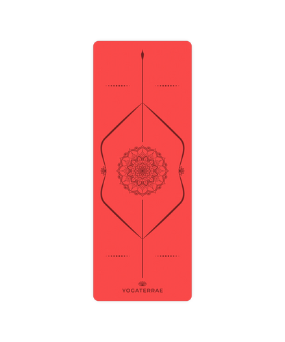 TAPIS DE YOGA MANDALA ROUGE EN PU-CAOUTCHOUC NATUREL AVEC SAC