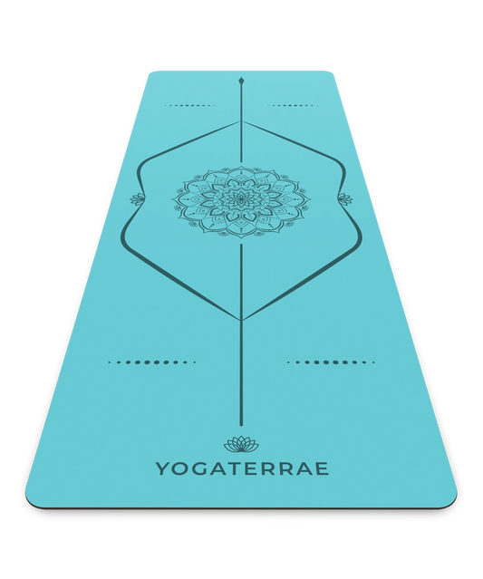 TAPIS DE YOGA ANTIDÉRAPANT BLEU CIEL EN PU-CAOUTCHOUC NATUREL MANDALA