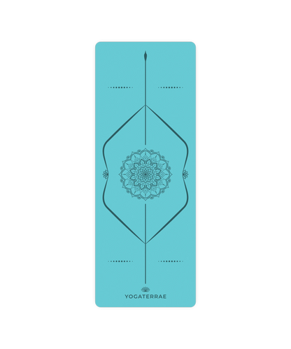 TAPIS DE YOGA MANDALA BLEU CIEL EN PU-CAOUTCHOUC NATUREL AVEC SAC