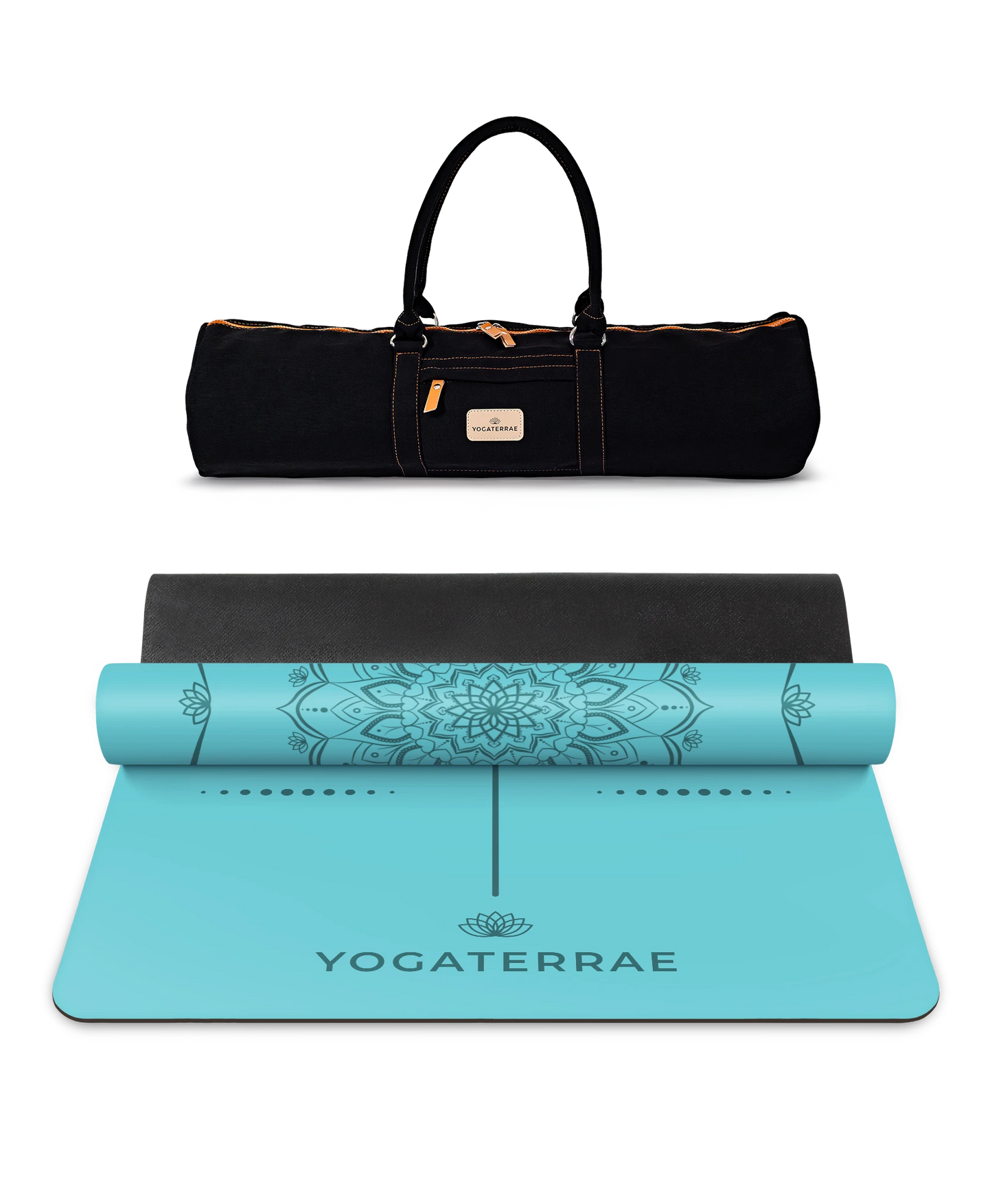 TAPIS DE YOGA MANDALA BLEU CIEL EN PU-CAOUTCHOUC NATUREL AVEC SAC