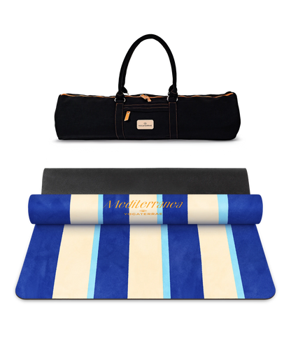 TAPIS DE YOGA CONFORT 3.5 MM ANTIDÉRAPANT MICROFIBRE SANTORIN – MEDITERRANEA AVEC SAC