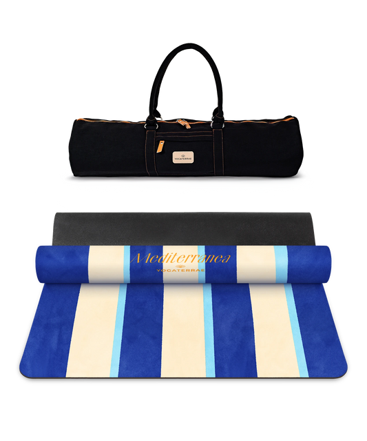 TAPIS DE YOGA CONFORT 3.5 MM ANTIDÉRAPANT MICROFIBRE SANTORIN – MEDITERRANEA AVEC SAC