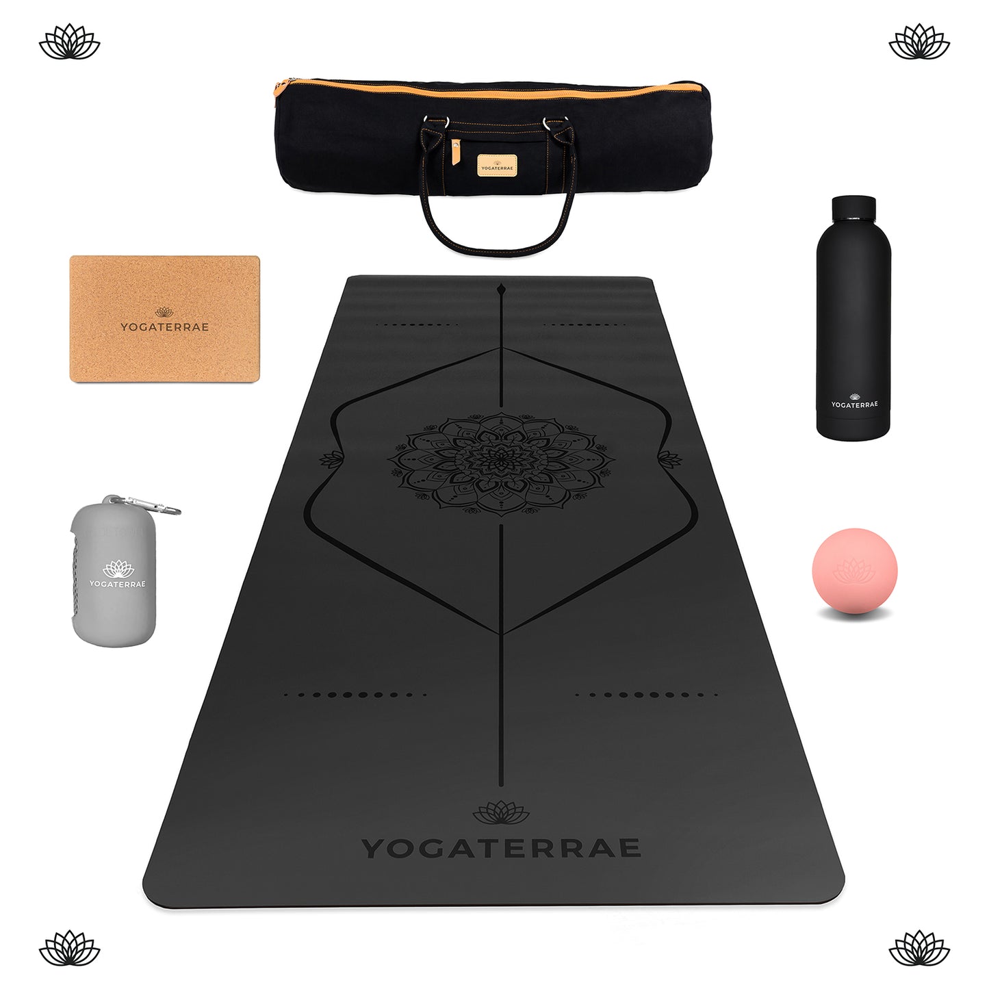 PACK YOGATERRAE NOIR : LE TAPIS + 5 ACCESSOIRES YOGA