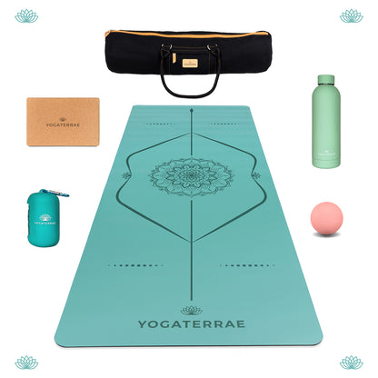 PACK YOGATERRAE VERT MENTHE : LE TAPIS + 5 ACCESSOIRES YOGA