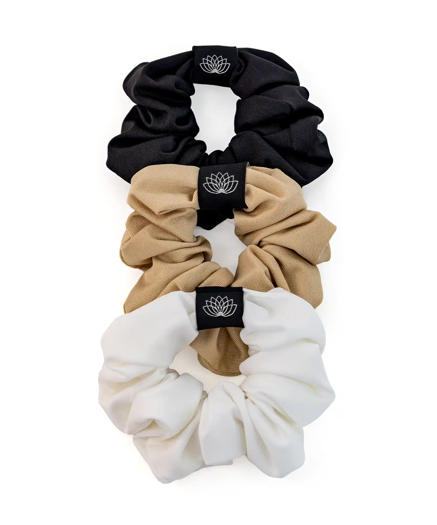 SET 3 CHOUCHOUS BLANC – BEIGE – NOIR