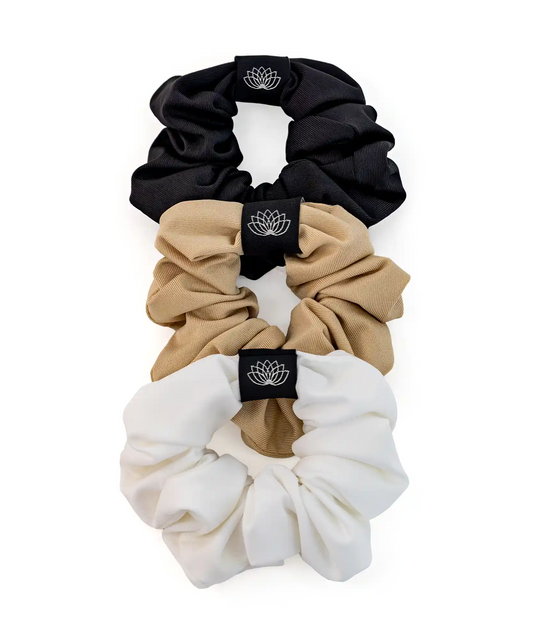 SET 3 CHOUCHOUS BLANC – BEIGE – NOIR
