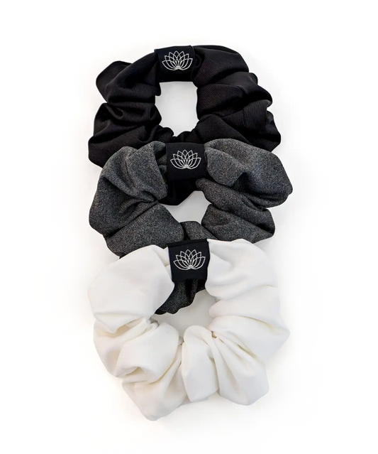 SET 3 CHOUCHOUS BLANC – GRIS CHINÉ – NOIR