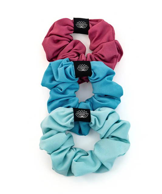 SET 3 CHOUCHOUS BLEU – TURQUOISE – BORDEAUX