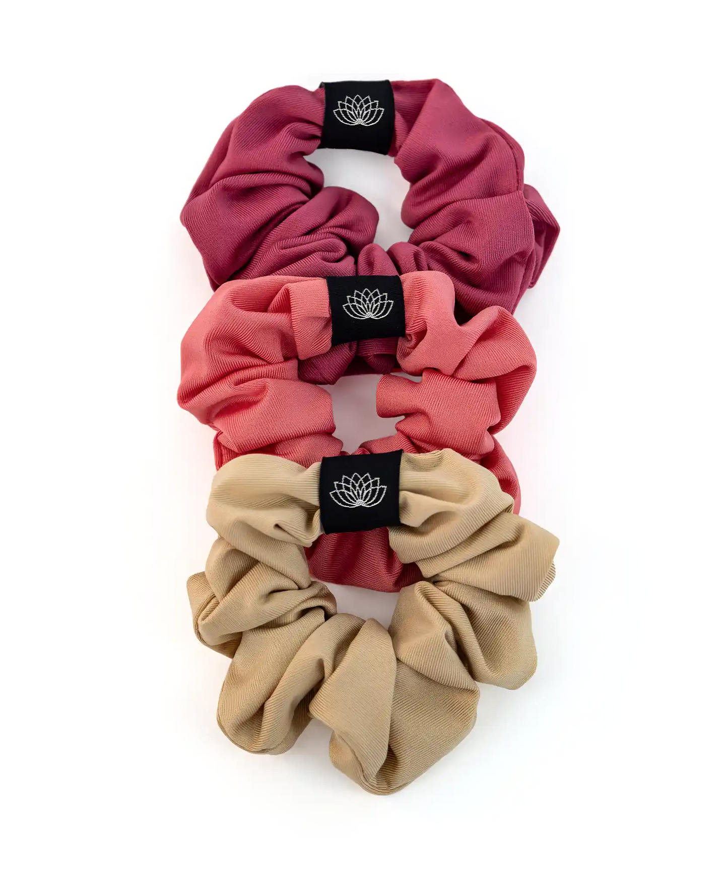 SET 3 CHOUCHOUS BEIGE – BORDEAUX – ROSE