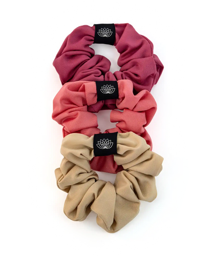 SET 3 CHOUCHOUS BEIGE – BORDEAUX – ROSE