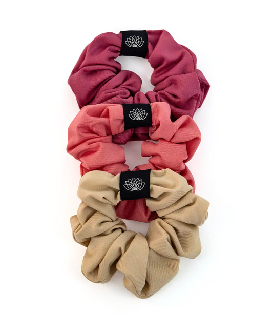 SET 3 CHOUCHOUS BEIGE – BORDEAUX – ROSE