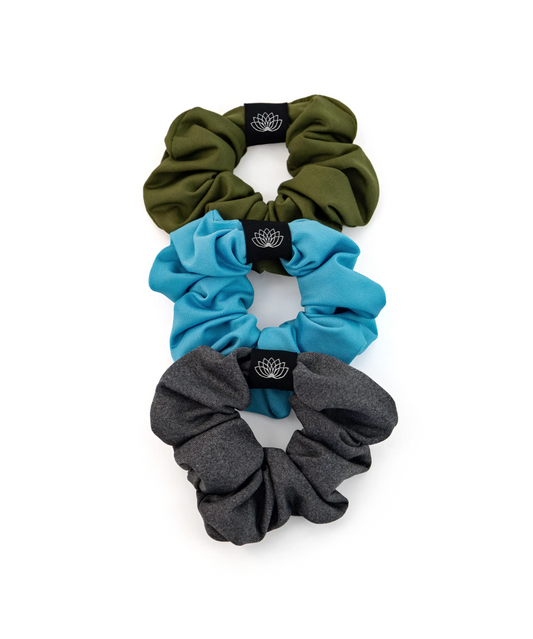 SET 3 CHOUCHOUS KAKI – GRIS CHINÉ – BLEU