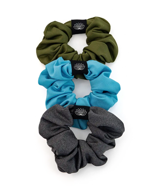SET 3 CHOUCHOUS KAKI – GRIS CHINÉ – BLEU