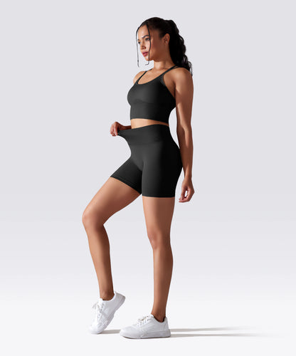 SHORT FEMME YOGA-PILATES-FITNESS TAILLE HAUTE EXTENSIBLE NOIR