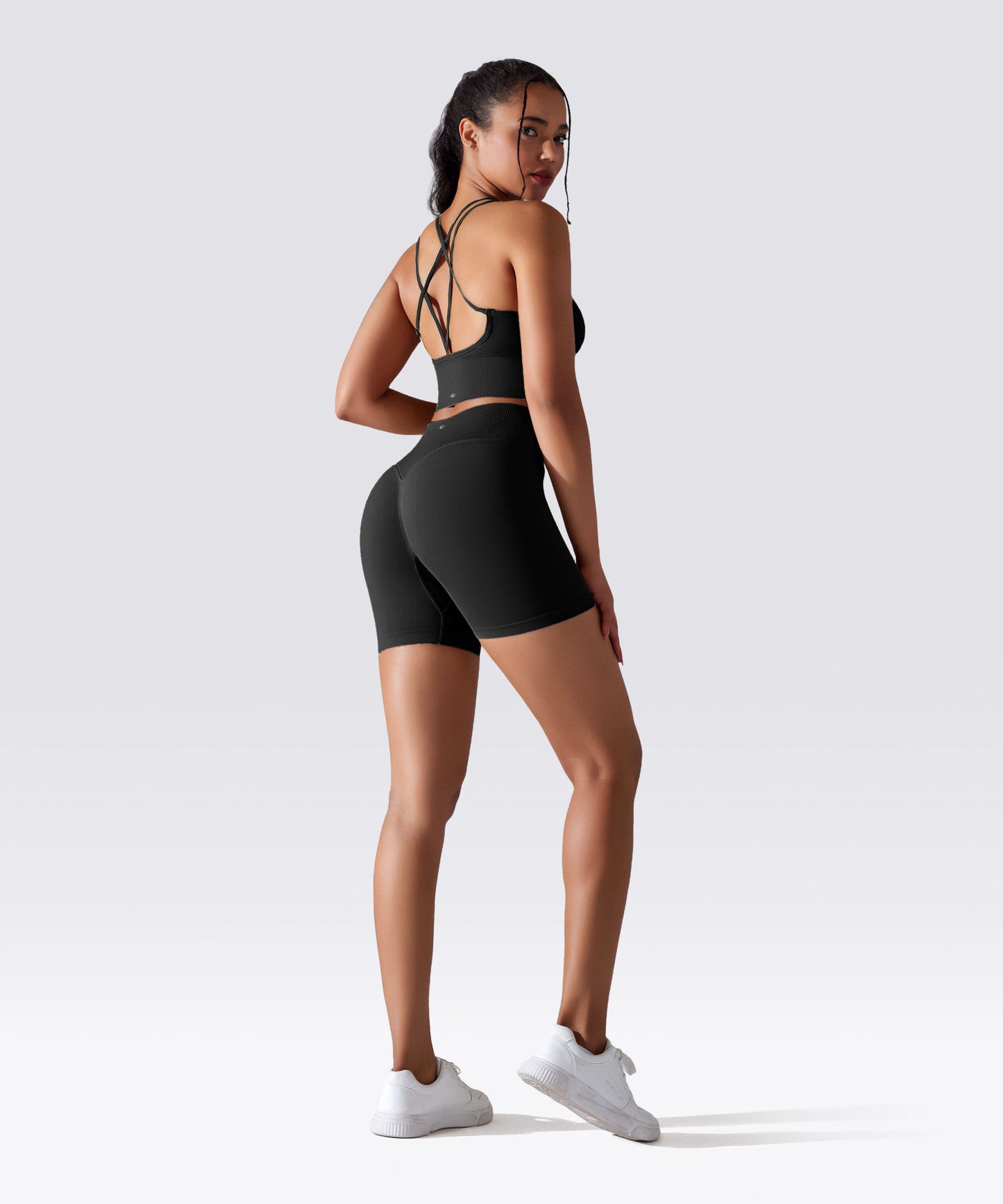 SHORT FEMME YOGA-PILATES-FITNESS TAILLE HAUTE EXTENSIBLE NOIR