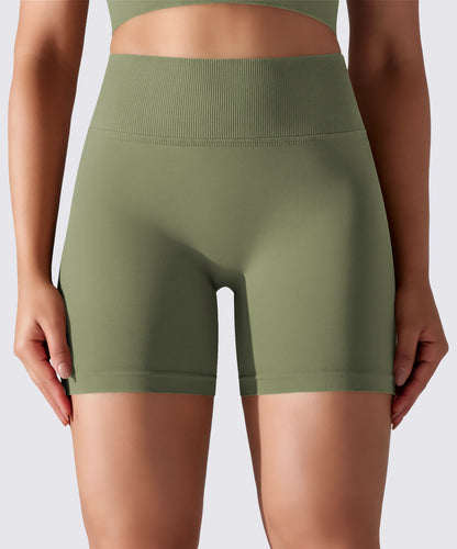 SHORT FEMME YOGA-PILATES-FITNESS TAILLE HAUTE EXTENSIBLE KAKI OLIVE