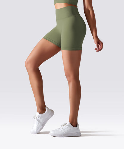 SHORT FEMME YOGA-PILATES-FITNESS TAILLE HAUTE EXTENSIBLE KAKI OLIVE