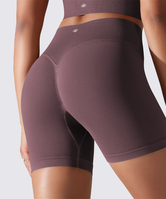 SHORT FEMME YOGA-PILATES-FITNESS TAILLE HAUTE EXTENSIBLE PRUNE