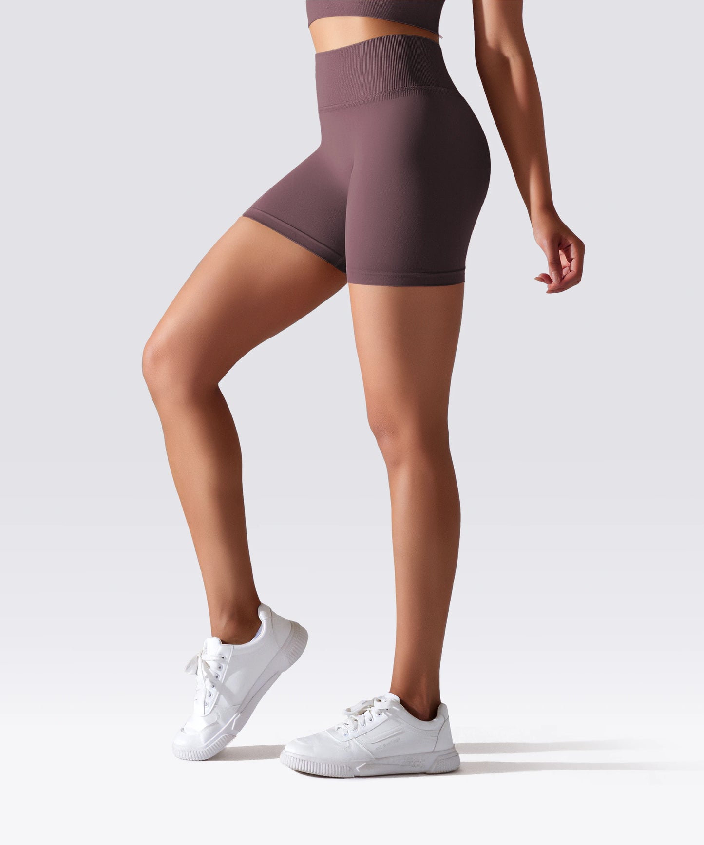 SHORT FEMME YOGA-PILATES-FITNESS TAILLE HAUTE EXTENSIBLE PRUNE