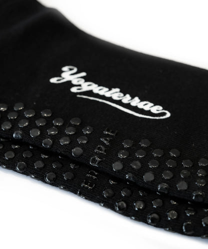 CHAUSSETTES FEMME ANTIDÉRAPANTES RAYURES CONTRASTÉES, NOIR