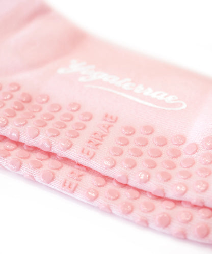CHAUSSETTES FEMME ANTIDÉRAPANTES RAYURES CONTRASTÉES, ROSE