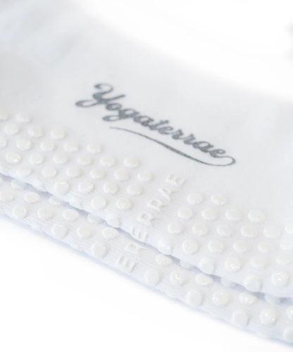 CHAUSSETTES FEMME ANTIDÉRAPANTES RAYURES CONTRASTÉES, BLANC