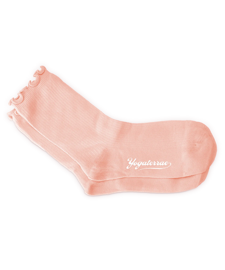 CHAUSSETTES FEMME FANTAISIE BORDS ONDULÉS, ROSE