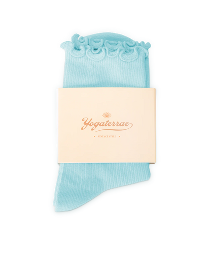 CHAUSSETTES FEMME BORDS ONDULÉS, TURQUOISE